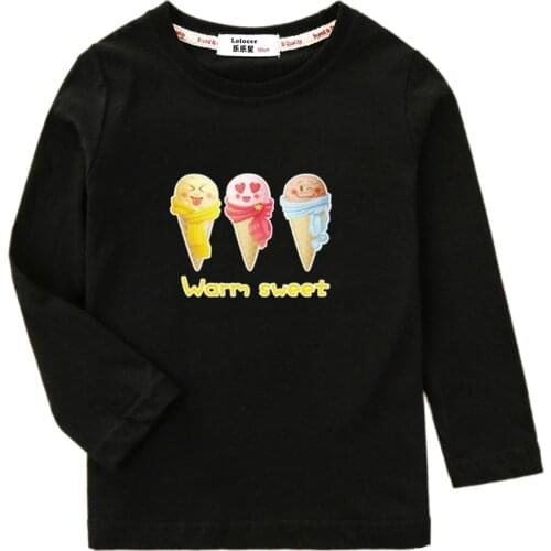 Kid girls t shirt Aimi lakana ice cream cute tops baby gisl long sleeve tees o-neck cotton clothes spring shirt