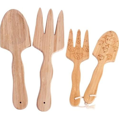 Children Beach Toys Simulation Wooden Sand Shovel Fork Beach Game Sandbox Set Summer Play Sand Water Game Wooden Shovel Fork New