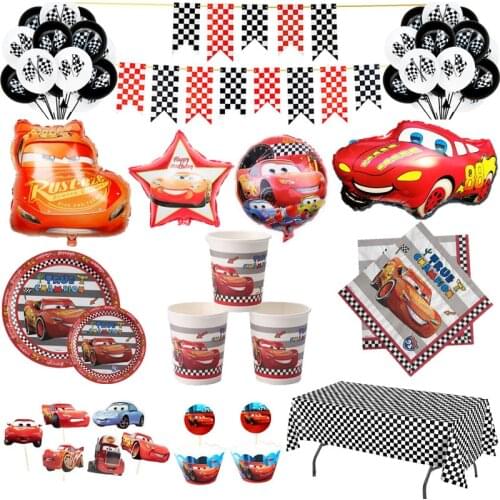 Disney Cars Lightning Mcqueen Theme Birthday Party Decorations Paper Cups Plates Napkin Baby Shower Disposable Tableware Supplie