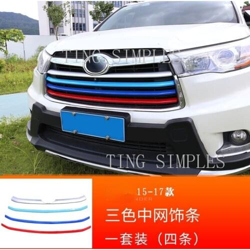 FOR TOYOTA HIGHLANDER 2015 2016 2017 abs Refit the upper medium mesh bright strip and medium mesh trim strip for body decoration