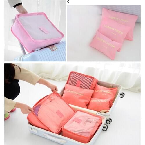 6pcs/set Travel Organizer Storage Bags Portable Luggage Organizer Clothes Tidy Pouch Suitcase Packing Cube Case Waterproof Bag