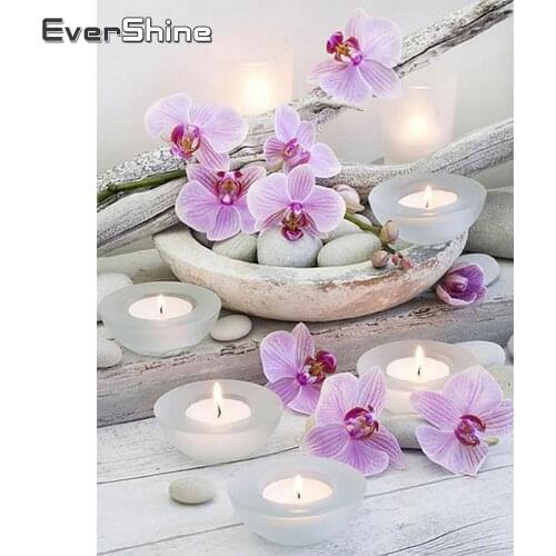 Evershine Full Square Round Diamond Painting Orchid 5D DIY Diamond Embroidery Sale Flower Cross Stitch Kit Rhinestones Art