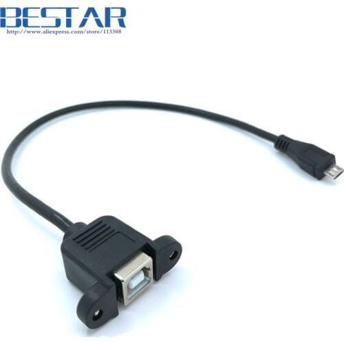 Micro-USB 5pin Micro USB 2.0 Male to USB 2.0 B Type Female Connector Cable 30cm 50cm With Panel Mount Hole cables