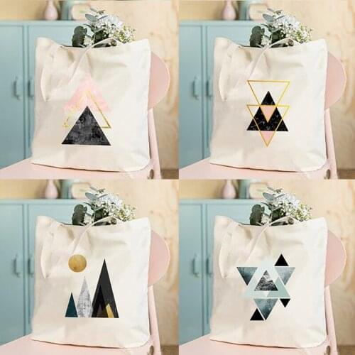 Beautiful Geometry Printed Shopping Bag Fashion Graphic Canvas Shoulder Bag Female Harajuku Ulzzang Tote Shopper Bag Eco Hadbags