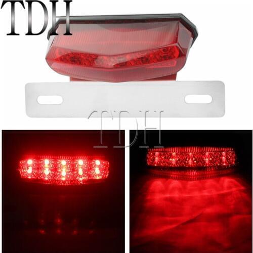 Motorcycles License Plate ABS Plastic Red LED Tail Light with Bracket for Universal Cruiser Chopper Dirt Bike ATV Off-road