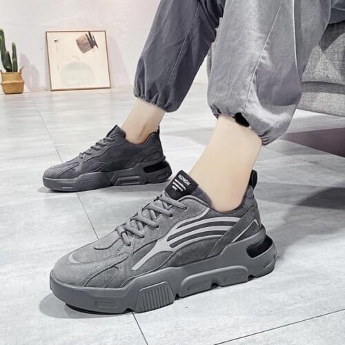 Summer PU Leather Sport Shoes Men Brands High-soled Sneakers Mens Running Shoes Sports Sneakers Boy Gray Sneakeres Child D-832