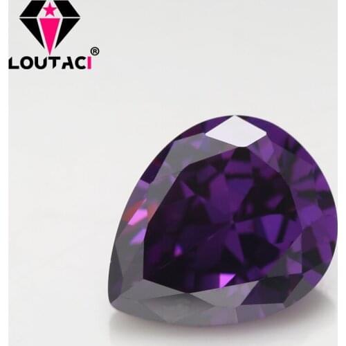 LOUTACI Different Gemstones for Rings And Necklace Cubic Zirconia 5A Pear Amethyst Small Size 2x3--4x6mm