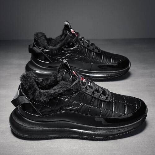 Korean style fashion plus velvet mid-high sneakers trendy shoes mens shoes casual cotton shoes old shoes casual sports shoes