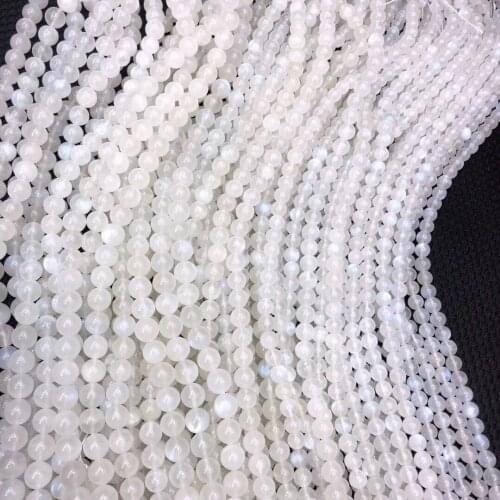 Natural Stone Bead Round Shape Blue Moonstone Loose Spacer Exquisite Beaded for Jewelry Making Necklace DIY Bracelet Accessories