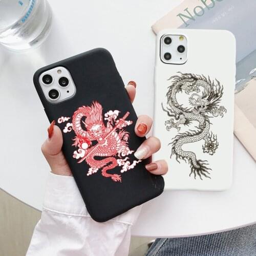 New red black dragon phone Case For iPhone 11 12 Pro XS MAX XR X 7 8 6Plus SE 2021 Candy Soft Silicone Phone Cover Bag