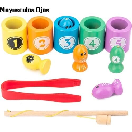 New Product Digital Magnetic Fishing Clip Insect Game Parent-child Childrens Wooden Early Education Educational Toys