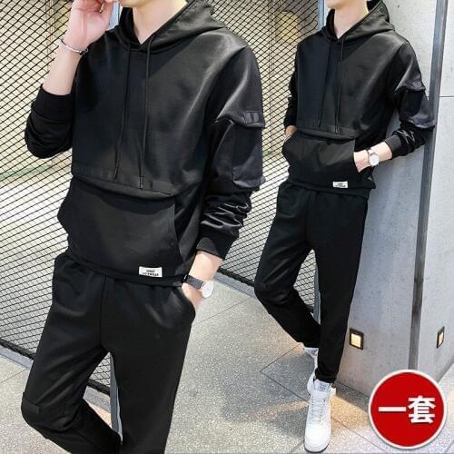 Autumn men 2piece sweatsuit hip hop tracksuit sport pants men sportswear jogger set long-sleeve half zippers hoodies sweatpants