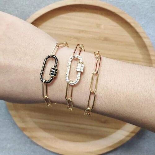 Openable spiral buckle pendant bracelet punk gold-color chain man women wild arm bangle gift for friends couple accessories
