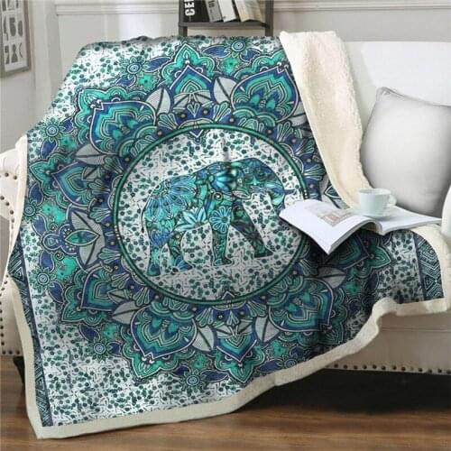Throw Thick Blankets Mandala floral ethnic style Bedspread Home Textiles Warm soft Sherpa Blanket Sofa Plush Blanket Quilt Cover