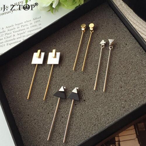 Simple Alloy Round 1 Font Bars Neckband Stud Earrings Square Matte Triangle Detachable Dual Use Earrings Brincos feminino