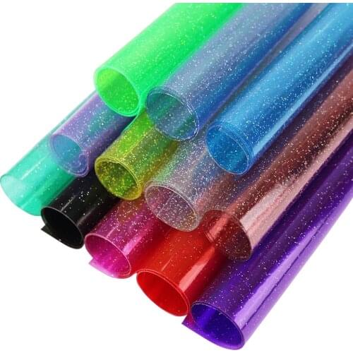 91cmx120cm Yard Transparent With Glitter Powder PVC Jelly Vinyl Fabric Leather For HandbBages Bows Home Decoration DIY BH049