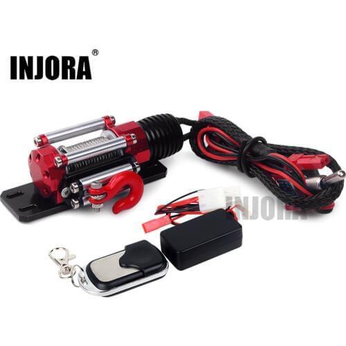 INJORA RC Car Metal Winch + Wireless Remote Controller Receiver for 1:10 RC Crawler Truck Axial SCX10 90046 D90 Traxxas TRX4