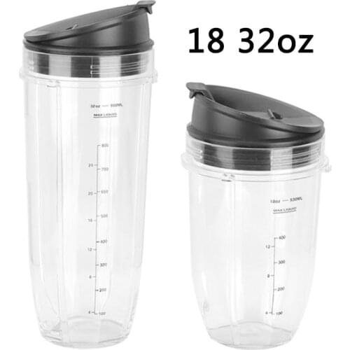 18 32 oz Ounce Cup with Sip N Seal Lids Spare Replacement Parts Accessories for Nutri Ninja Auto-iQ and Duo Blenders Juicer
