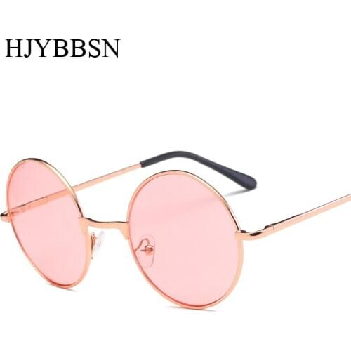 Round Sea Color Round Sunglasses Men Round Metal Mens Sunglass Brand Designer Retro Glasses UV400 sunglasses for women