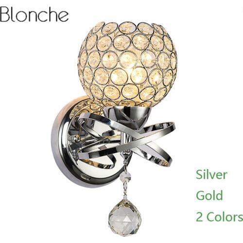 Modern LED Wall Lamp Crystal Lampshade K9 Wall Light Fixtures For Home Decor American Kitchen Sconces Living Room Luminaire E27
