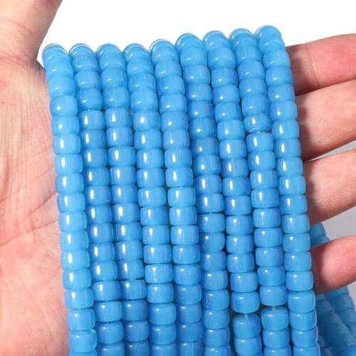 8*6mm 0.8mm Hole Glass Translucent Spacer Beads Round Light Green Loose Beads For Jewelry Making Necklace Bracelet DIY