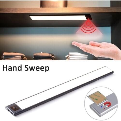 Hand Sweep Sensor 20/40CM Magnet installation USB chargeable Powered LED Kitchen Light Lamp for Cabinet Wardrobes Closet