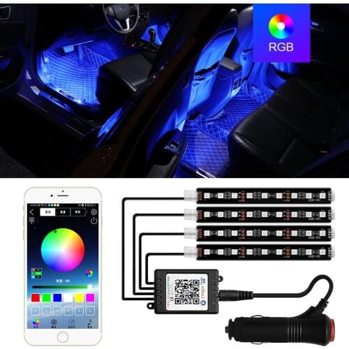Led Car Foot Ambient Light With USB Cigarette Lighter Backlight Music Control App RGB Auto Interior Decorative Atmosphere Lights