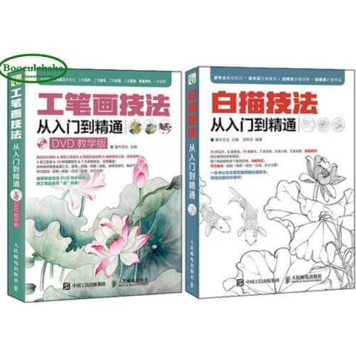 Chinese Brushwork techniques books Gongbi sketch line drawing book Chinese painting tutorial textbook for beginners with DVD