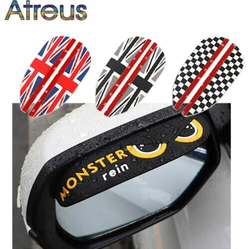 Universal Car Sticker Rearview Mirror Rain Eyebrow Auto Accessories Cartoon Look Rain Shield Guard Sun Visor Shade Protector