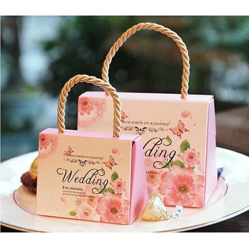 Spring Flower Style Pink Candy Boxes Wedding Faovr Gifts Bags Wedding / Birthday Party Decoration Supplies 100pcs/lot