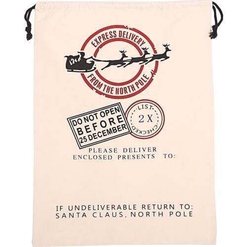 Vintage Christmas Gift Bag Decoration 1pcs Creative Santa Claus Deer Styles Drawstring Canvas Santa Sack Rustic
