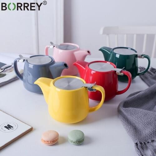 BORREY Japanese Ceramic Teapot With Stainless Steel Strainer Filter Exquisite Ceramic Teapot for Puer Oolong Kung Fu Tea Set