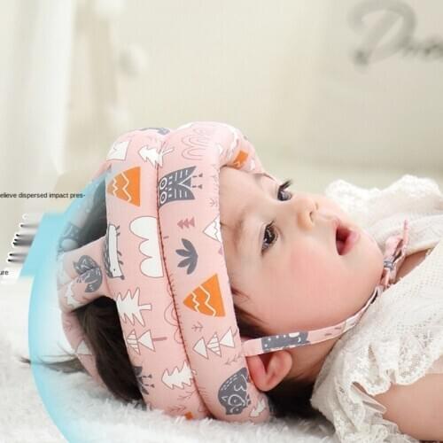 Baby safety anti-fall round protector artifact childrens head cap toddler protection hat anti-collision pink