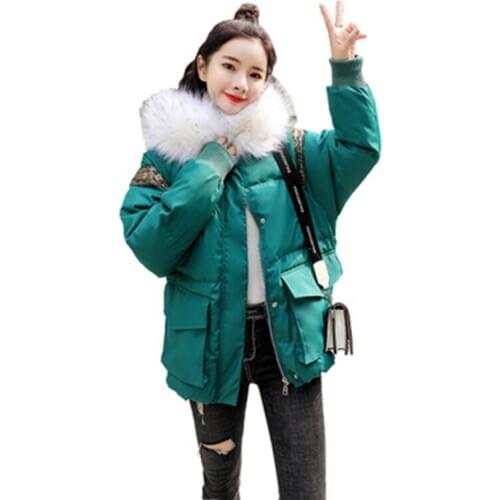Women Winter Parkas Jacket Coat 2020 New Glossy Warm Women Fur Hooded Coat Short Cotton Padded Winter Jacket Women