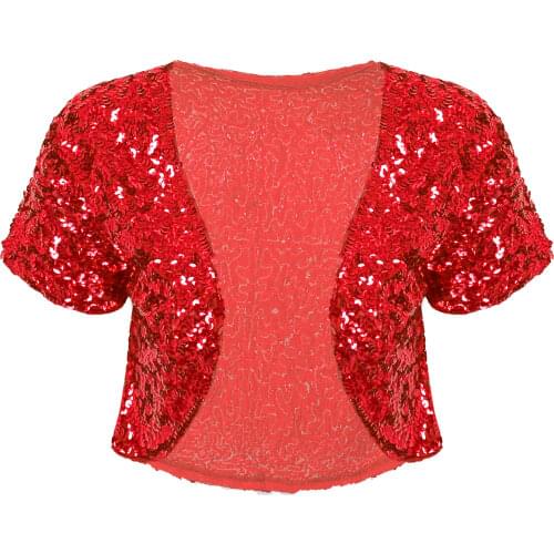 Women Shiny Sequin Jacket Coat Cropped Glitter Waistcoat Cardigan Outwear Fashion Sexy Jacket Female Stage Performance Costume