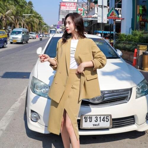 Suit suit female spring high quality fashion casual suit high waist split skirt two-piece suit women two piece outfits skirt set