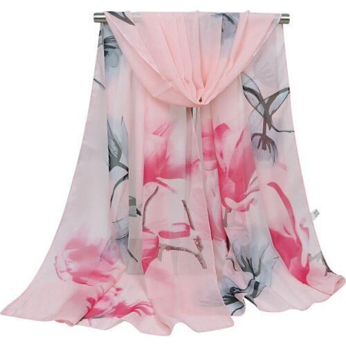 2020 NEW BEACH flower Breathable chiffon scarf silk square hijab cool shawl ladies foulard femme Scarves hair bufanda mujer