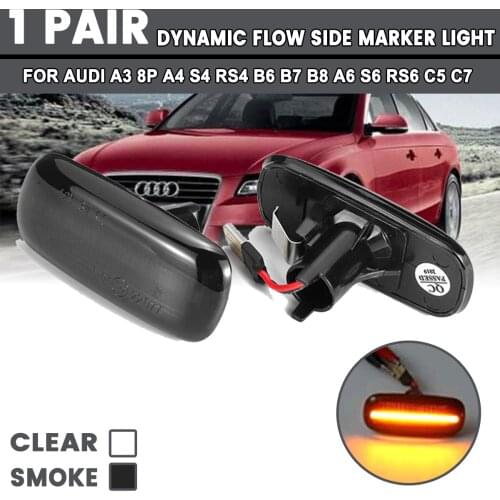 2x For Audi A3 8P A4 S4 RS4 B6 B7 B8 A6 S6 RS6 C5 C7 LED Dynamic Side Marker Turn Signal Day Light Sequential Blinker Lamps