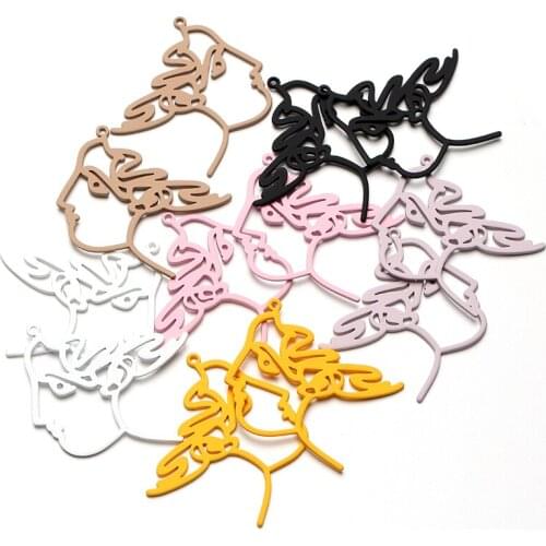 36*40mm Multicolor Hollow Abstract Single Hanging Retro Exaggerated Face Contour Pendant DIY Handmade Material Accessories