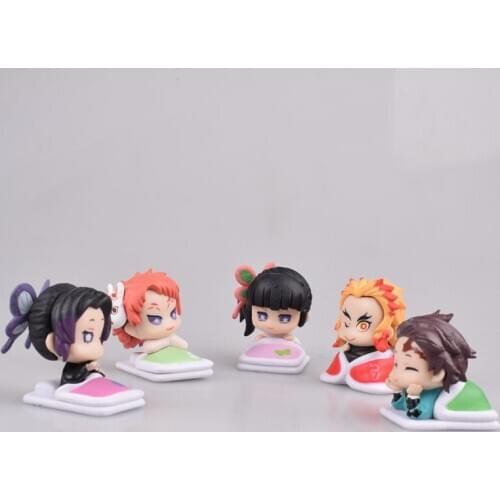 5pcs/lot Kimetsu no Yaiba figure Tanjirou Tsuyuri Kanawo Kochou Shinobu Sleep doll anime Demon Slayer Action figure model toys