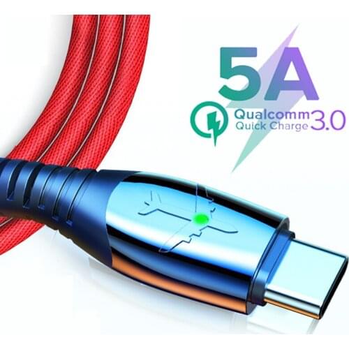 5A USB Type C Cable Supercharge Fast Charging For Huawei P40 P30 Pro Mate 20 Pro Honor Mobile Phone LED Quick Charge Data Cord