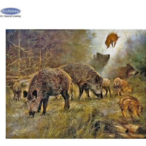 5D Diamond Painting Cross Stitch kit Wild boar painting Full Square Drill Rhinestones Diamond Embroidery Mosaic Handmade Decor
