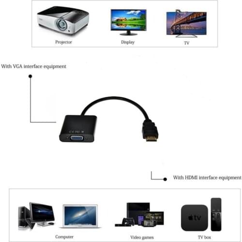 Full 1080P HDMI-compatible Male to VGA Female Video Converter Adapter Connector Cable for PC DVD HDTV TV Laptop Tablet Computer