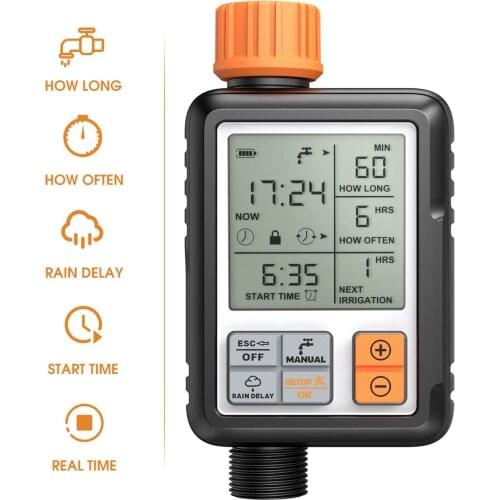 Automatic Programmable Digital Water Timer 3" Large Screen IP65 Waterproof For Garden Lawn Watering System Irrigation Timer