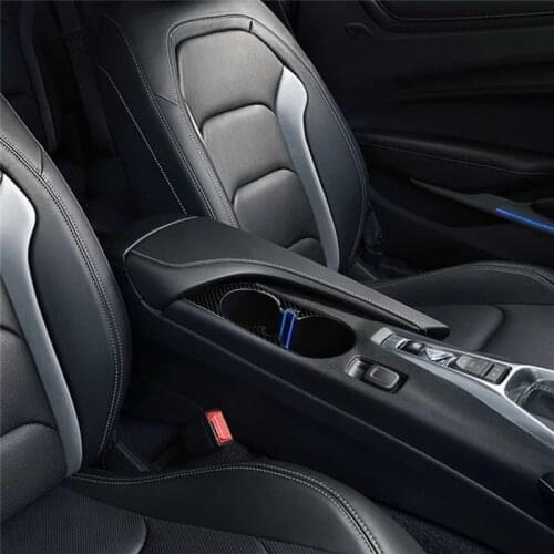 Fits For Chevrolet Camaro 2017-2019 Car accessories Water cup holder panel carbon fiber car sticker 3D Interior decoration