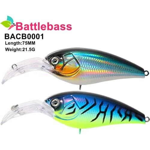BATTLEBASS 75mm 21.5g floating Crankbait Wobbler Trout Fishing Lure Freshwater Minnow Crank Artificial Hard Bait Fishing Tackle