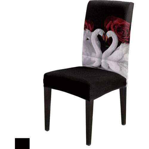 Spandex Chair Cover Beautiful Romantic Swans And Roses Chair Cover Home Decor Hotel Wedding Supplies Dining Chair Cover Stretch