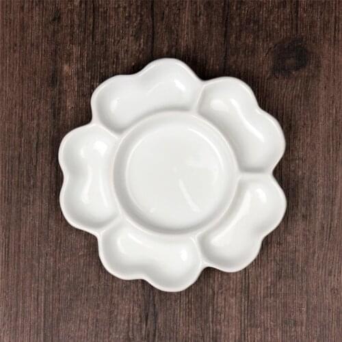 Flower Plum Rectangle Ceramic Palette Color Mixing Paint Palette Tray For Watercolor Gouache Acrylic Painting Art Supplies