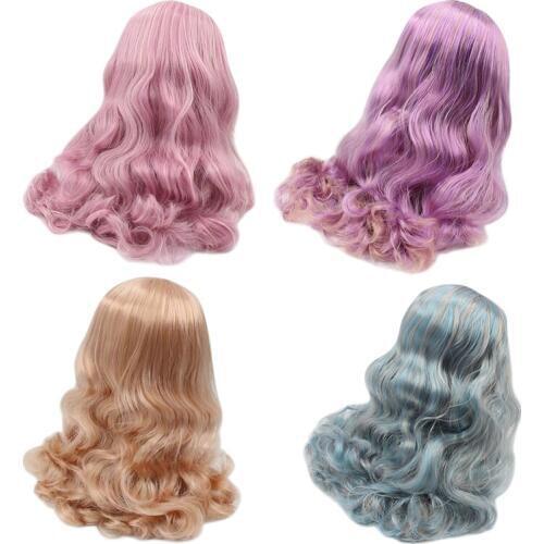 DBS blyth doll icy rbl scalp and dome wavy mix colorful hair wig for custom doll
