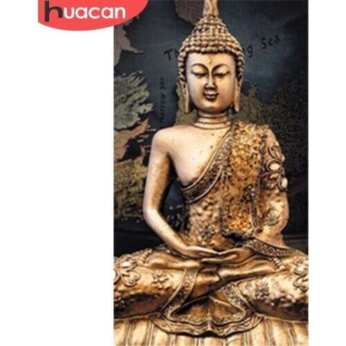 HUACAN 5D Diy Full Square Diamond Embroidery Mosaic Buddha Rhinestone Religion Portrait Diamond Painting Home Decor Gift
